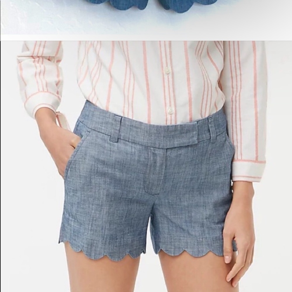 EUC J crew scalloped shorts sz 4. J. Crew blue